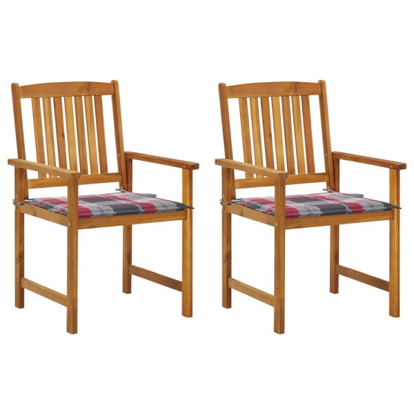 Garden chairs with cushions, 2 pcs., solid acacia wood