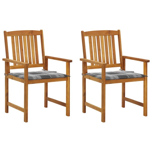 Garden chairs with cushions, 2 pcs., solid acacia wood