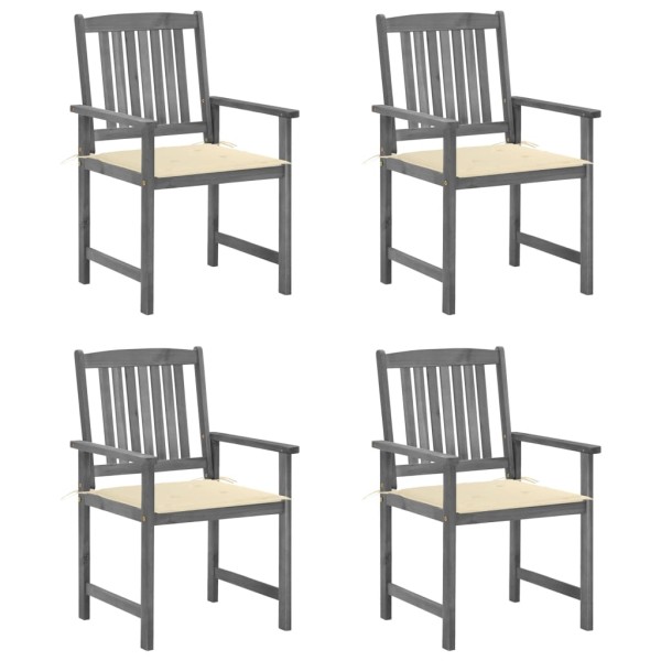 Garden chairs with cushions, 4 pcs., gray, solid acacia