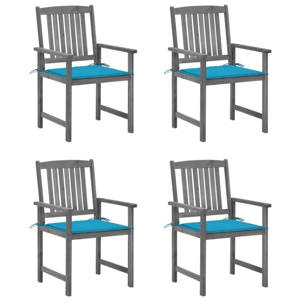 Garden chairs with cushions, 4 pcs., gray, solid acacia
