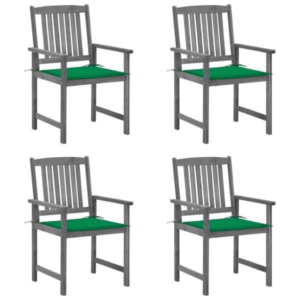 Garden chairs with cushions, 4 pcs., gray, solid acacia