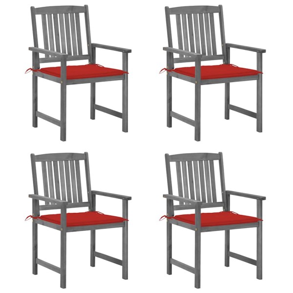 Garden chairs with cushions, 4 pcs., gray, solid acacia