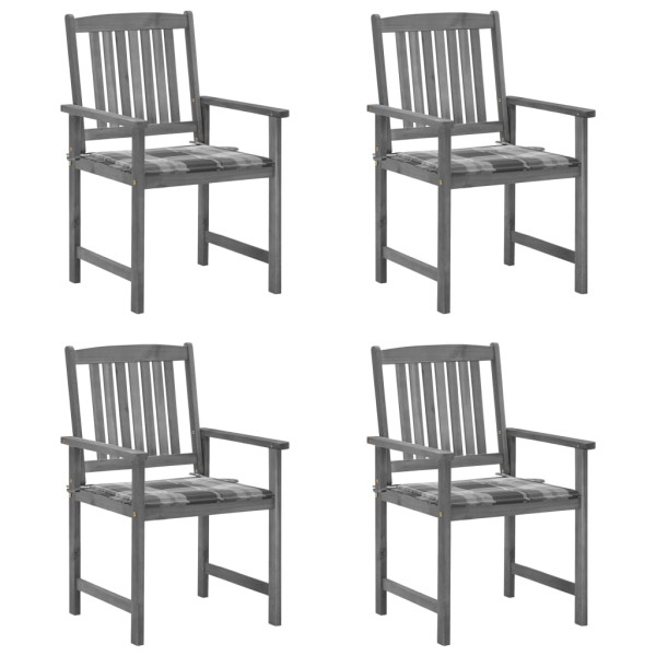 Garden chairs with cushions, 4 pcs., gray, solid acacia