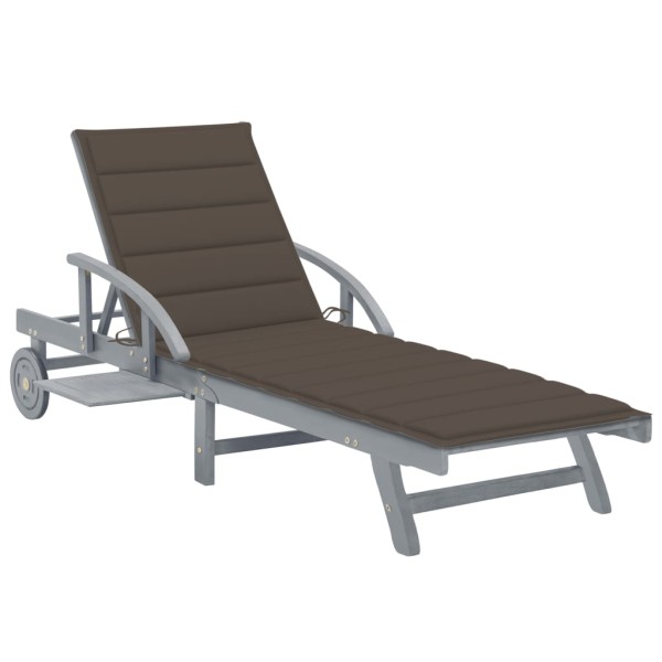 Garden sun lounger with mattress, solid acacia wood