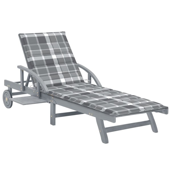 Garden sun lounger with mattress, solid acacia wood