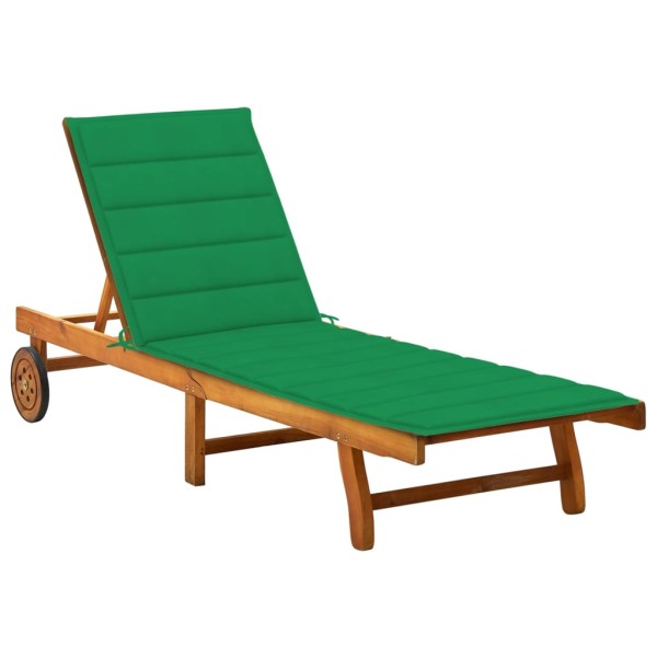 Garden sun lounger with mattress, solid acacia wood