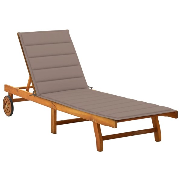 Garden sun lounger with mattress, solid acacia wood