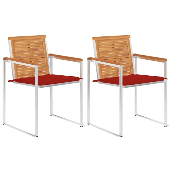 Garden chairs with cushions, 2 pcs., solid acacia and steel