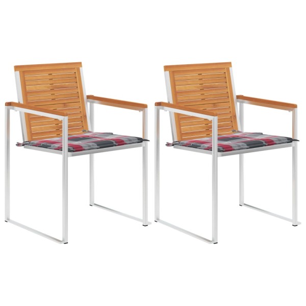 Garden chairs with cushions, 2 pcs., solid acacia and steel