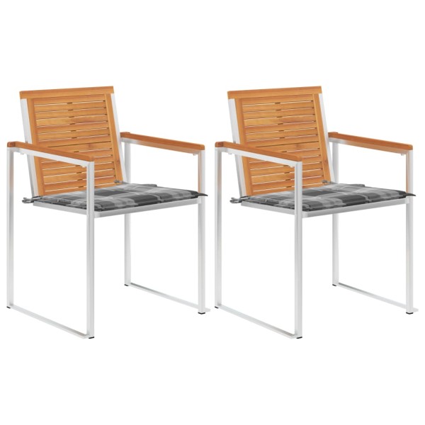 Garden chairs with cushions, 2 pcs., solid acacia and steel