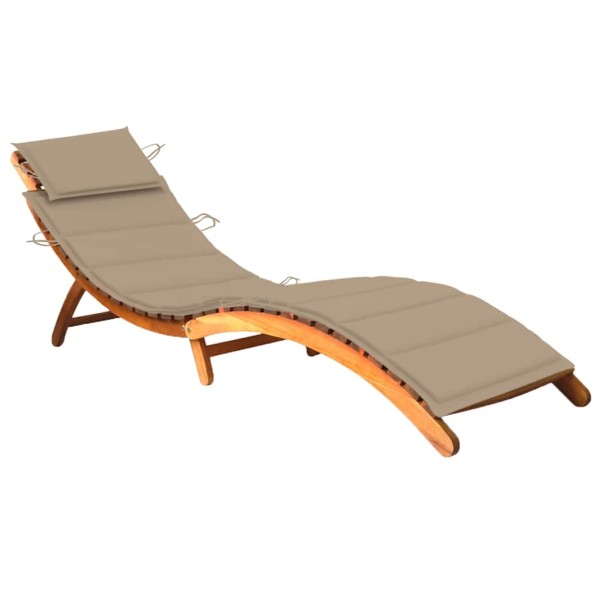 Garden sun lounger with mattress, solid acacia wood