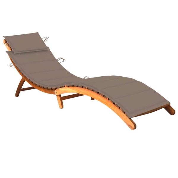 Garden sun lounger with mattress, solid acacia wood