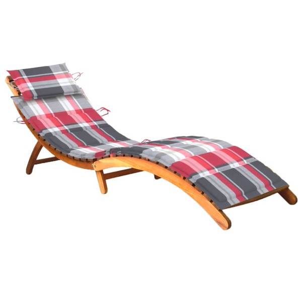 Garden sun lounger with mattress, solid acacia wood