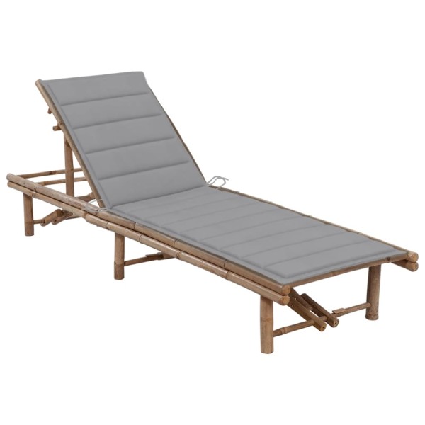 Garden sunbed with mattress, bamboo