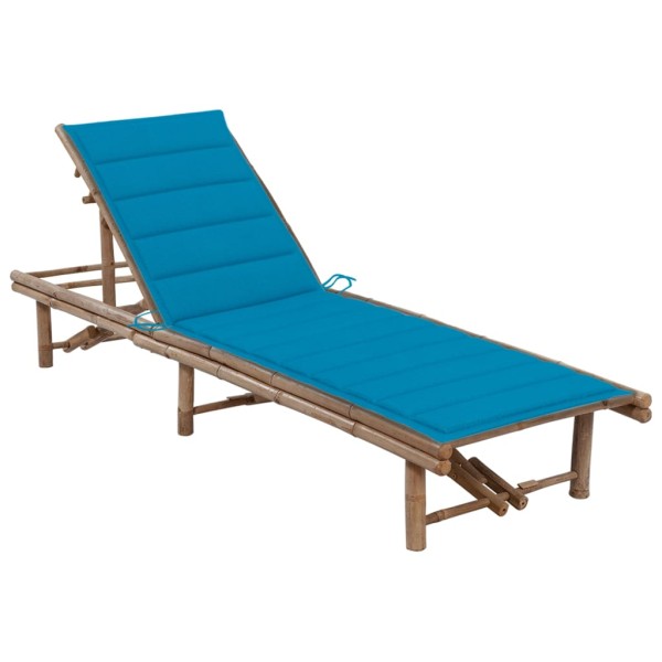 Garden sunbed with mattress, bamboo