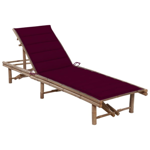 Garden sunbed with mattress, bamboo