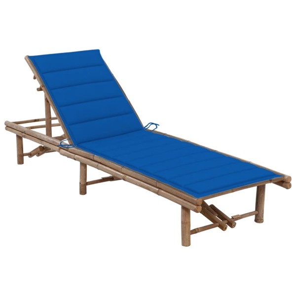 Garden sunbed with mattress, bamboo