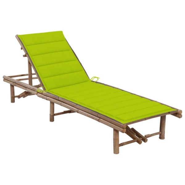 Garden sunbed with mattress, bamboo
