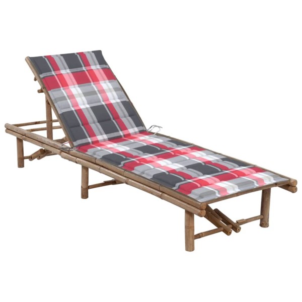 Garden sunbed with mattress, bamboo