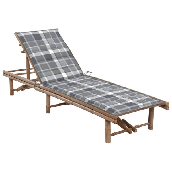 Garden sunbed with mattress, bamboo