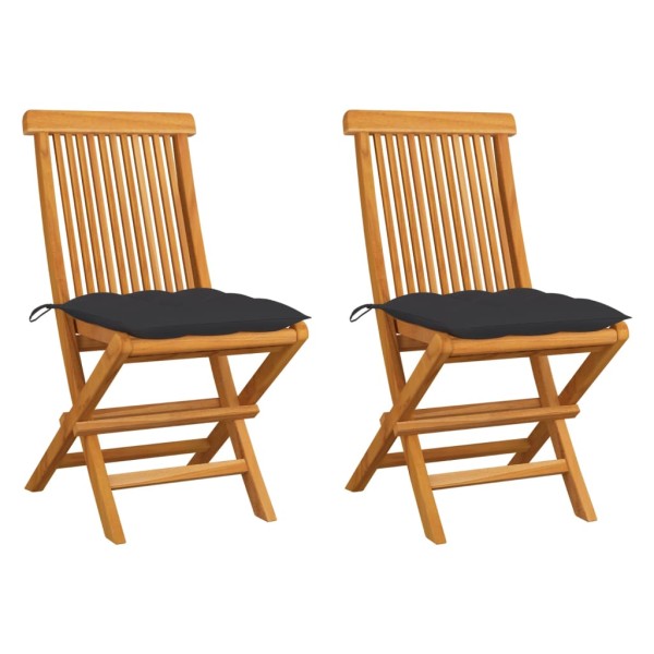 Garden chairs with anthracite cushions, 2 pcs., solid teak