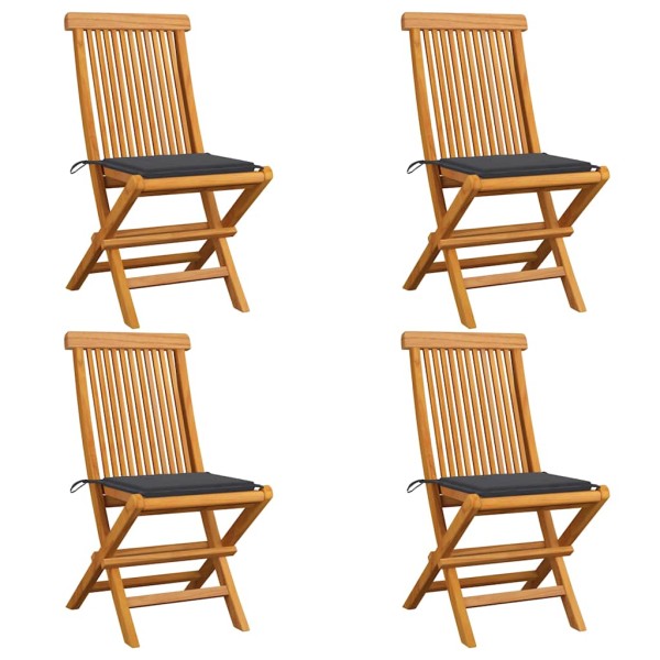 Garden chairs with cushions, 4 pcs., solid teak wood