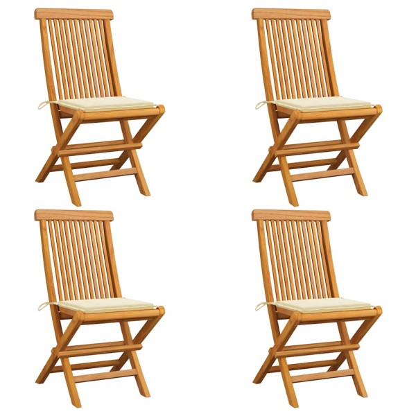 Garden chairs with cushions, 4 pcs., solid teak wood