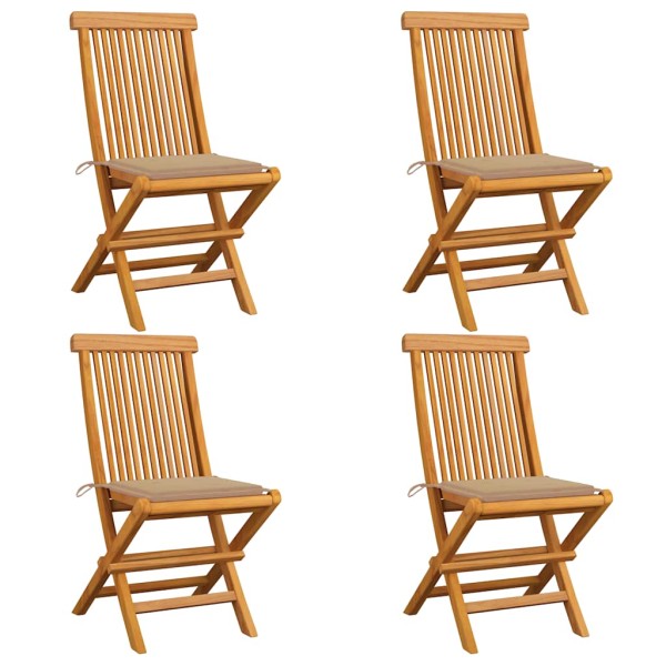 Garden chairs with cushions, 4 pcs., solid teak wood