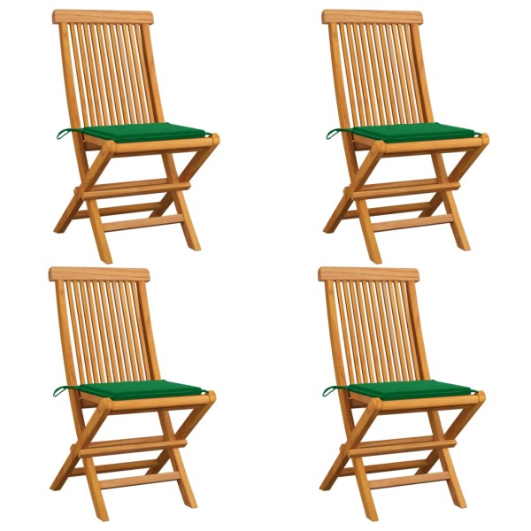 Garden chairs with cushions, 4 pcs., solid teak wood