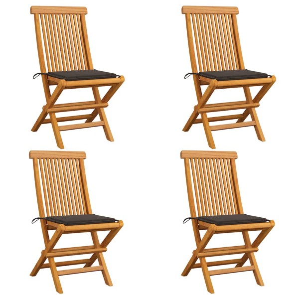 Garden chairs with cushions, 4 pcs., solid teak wood