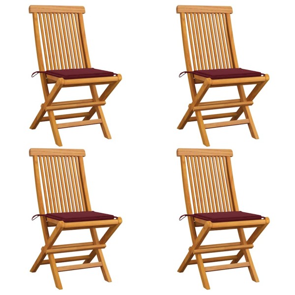 Garden chairs with cushions, 4 pcs., solid teak wood