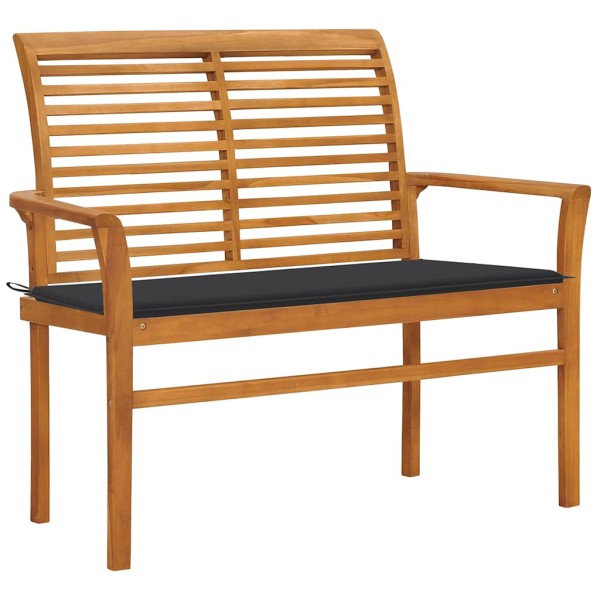 Garden bench with anthracite cushion, 112cm, teak