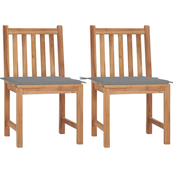 Garden chairs with cushions, 2 pcs., solid teak wood