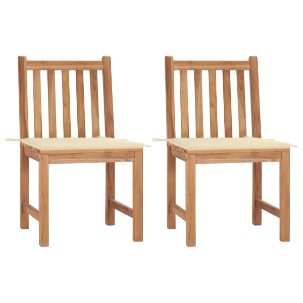 Garden chairs with cushions, 2 pcs., solid teak wood