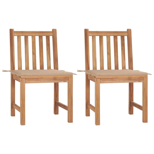 Garden chairs with cushions, 2 pcs., solid teak wood