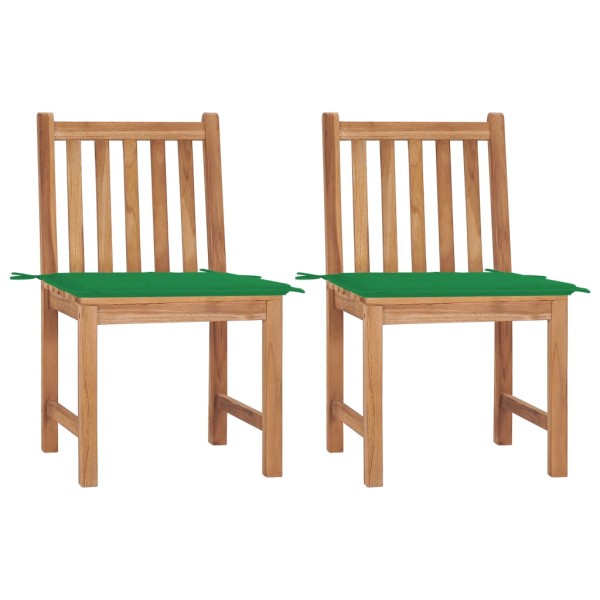 Garden chairs with cushions, 2 pcs., solid teak wood