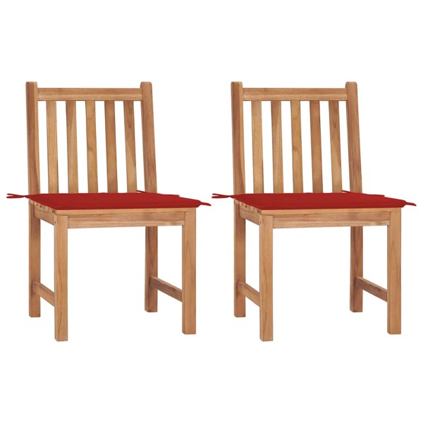 Garden chairs with cushions, 2 pcs., solid teak wood