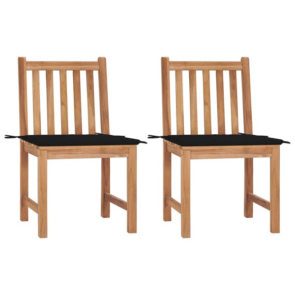 Garden chairs with cushions, 2 pcs., solid teak wood