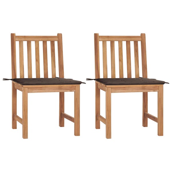 Garden chairs with cushions, 2 pcs., solid teak wood