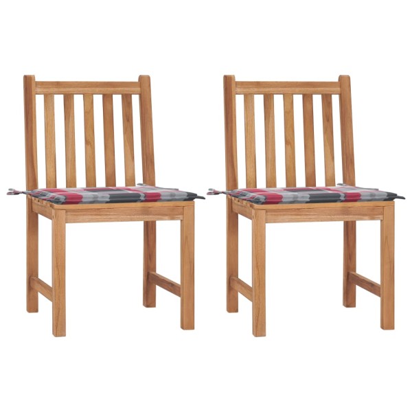 Garden chairs with cushions, 2 pcs., solid teak wood