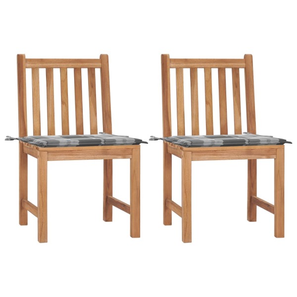 Garden chairs with cushions, 2 pcs., solid teak wood