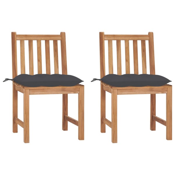 Garden chairs with cushions, 2 pcs., solid teak wood