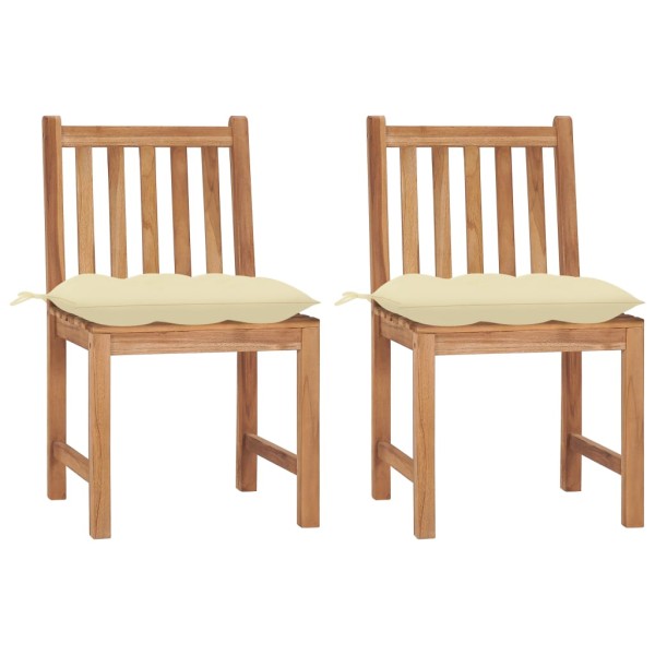 Garden chairs with cushions, 2 pcs., solid teak wood