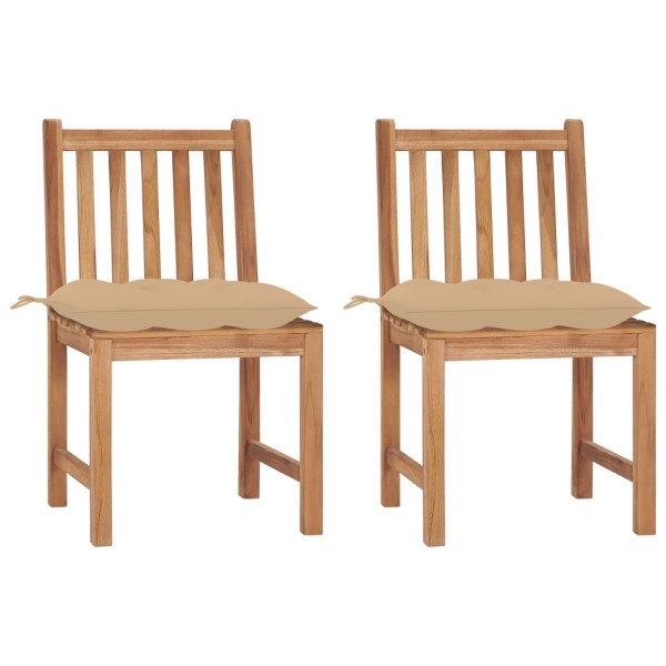 Garden chairs with cushions, 2 pcs., solid teak wood