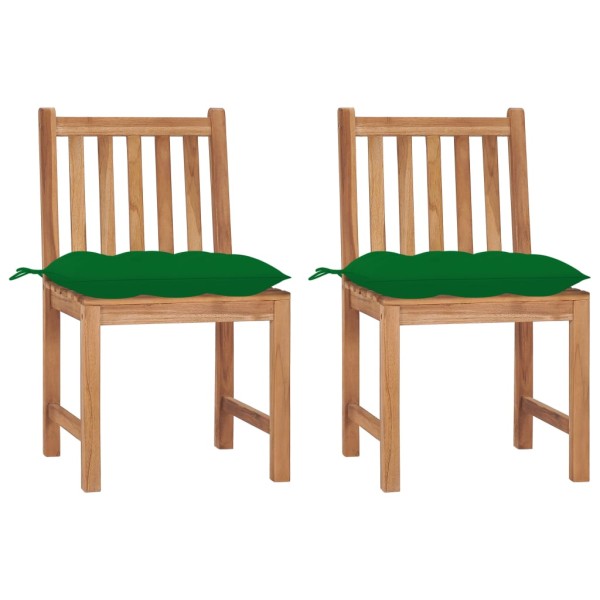 Garden chairs with cushions, 2 pcs., solid teak wood