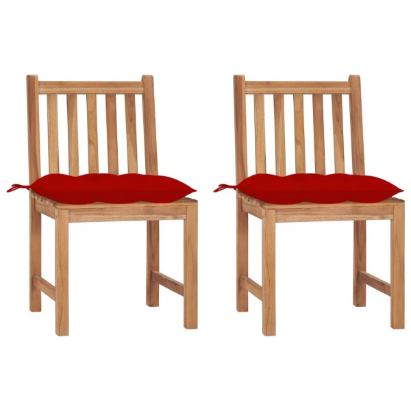 Garden chairs with cushions, 2 pcs., solid teak wood