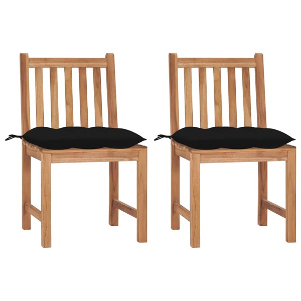 Garden chairs with cushions, 2 pcs., solid teak wood
