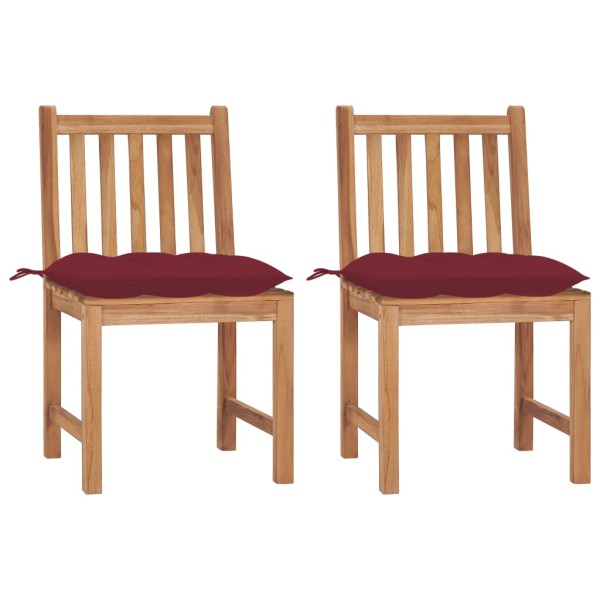Garden chairs with cushions, 2 pcs., solid teak wood