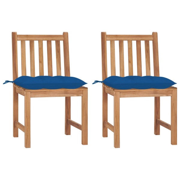 Garden chairs with cushions, 2 pcs., solid teak wood