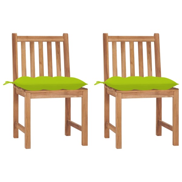 Garden chairs with cushions, 2 pcs., solid teak wood